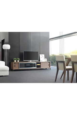 Móvel TV 1 porta Imitação nogueira e transparente