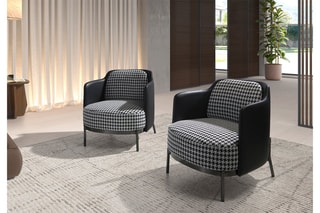 Cadeirão - Preto e branco - Revestimento em imitação de couro e poliéster