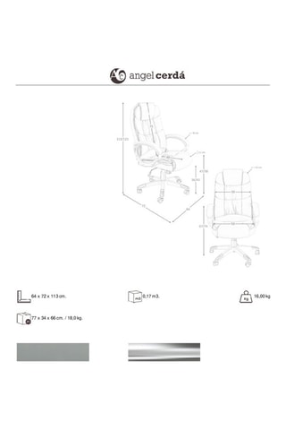 Cadeira de escritório giratória - Cinzento e prateado