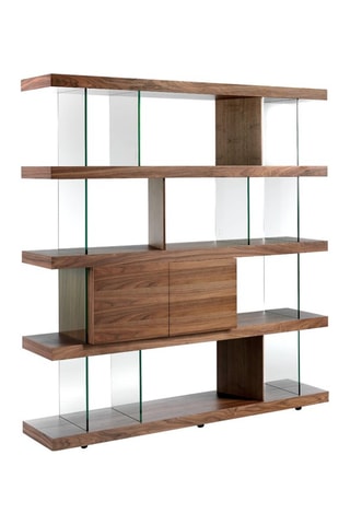 Biblioteca Imitação nogueira e transparente