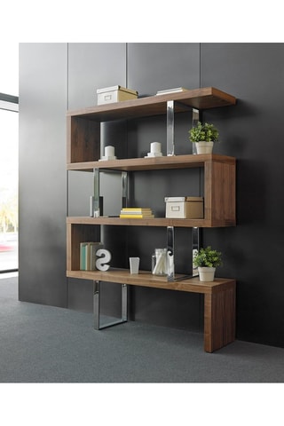 Biblioteca Imitação de nogueira e prateado