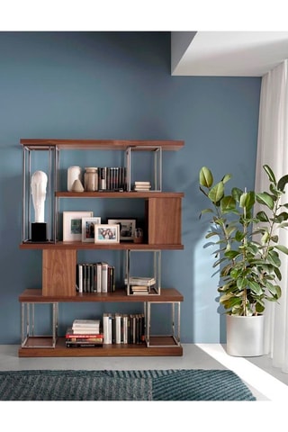 Biblioteca Imitação nogueira e prateado