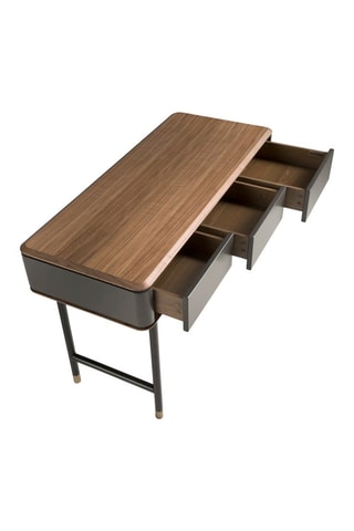 Consola 3 gavetas - Imitação de nogueira e ardósia