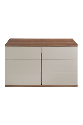 Cómoda 6 gavetas - Branco e imitação de nogueira