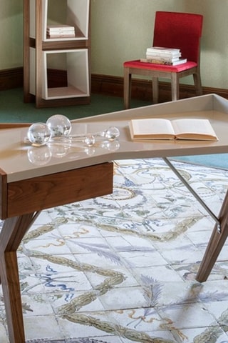 Secretária 1 gaveta Imitação de nogueira e branco