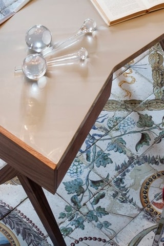 Secretária 1 gaveta Imitação de nogueira e branco