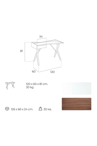Secretária 1 gaveta Imitação de nogueira e branco
