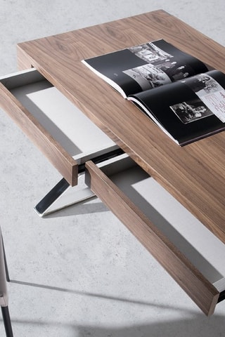 Secretária Imitação de nogueira e prateado