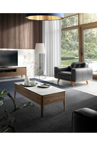 Mesa de centro Imitação de nogueira e branco