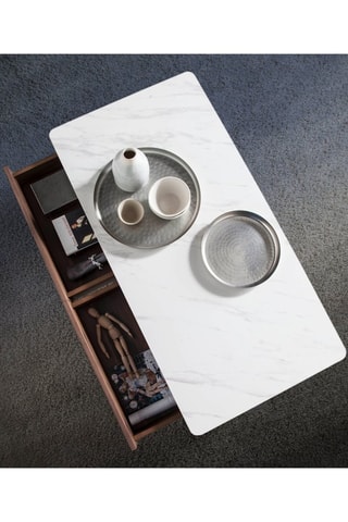 Mesa de centro Imitação de nogueira e branco