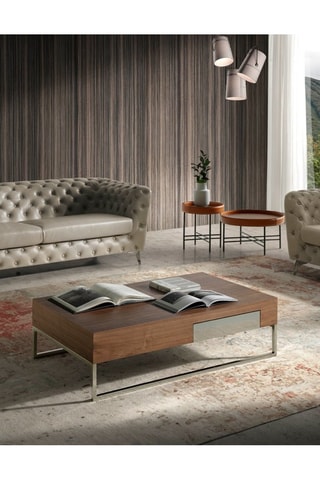 Mesa de centro Imitação de nogueira e prateado