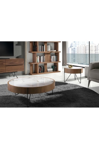 Mesa de centro - Imitação de nogueira e branco