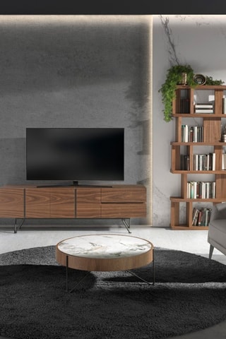 Mesa de centro - Imitação de nogueira e branco