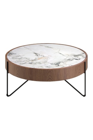 Mesa de centro - Imitação de nogueira e branco