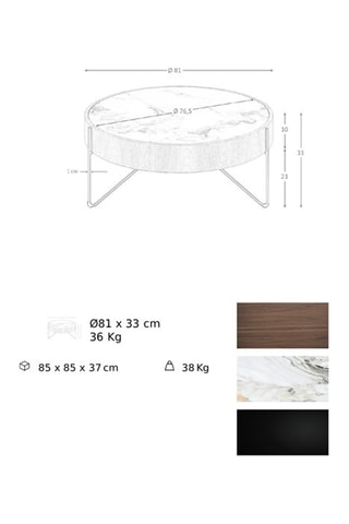 Mesa de centro - Imitação de nogueira e branco