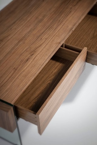 Mesa de centro Imitação nogueira e transparente