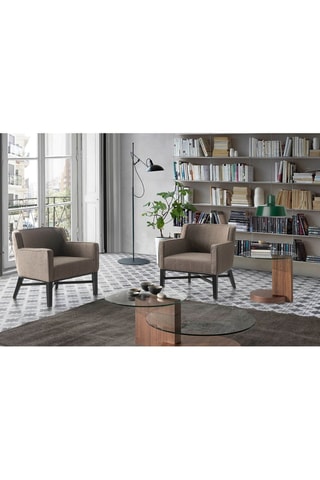 Mesa de centro Imitação nogueira e transparente