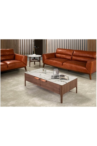 Mesa de centro Imitação de nogueira e branco