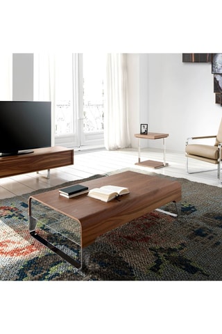 Mesa de centro Imitação nogueira e transparente