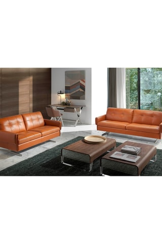 Mesa de centro Imitação nogueira e transparente