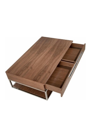 Mesa de centro 2 gavetas Natural e prateado