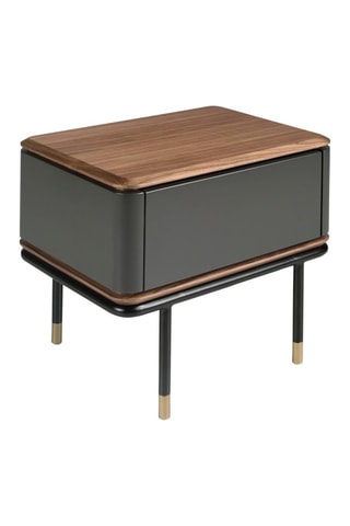 Mesa de cabeceira 1 gaveta - Imitação de nogueira e ardósia