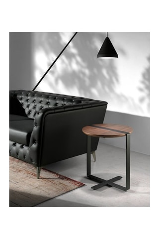 Mesa de apoio Imitação de nogueira e preto