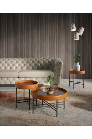 Mesa de apoio Imitação de nogueira e preto