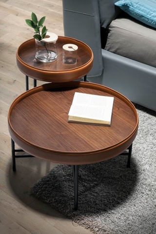 Mesa de apoio Imitação de nogueira e preto