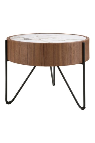 Mesa de canto - Imitação de nogueira e mármore