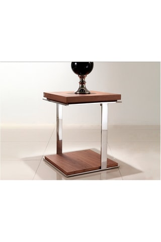 Mesa de apoio Prateado e imitação de nogueira