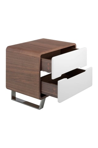 Mesa de cabeceira 2 gavetas Imitação nogueira e branco