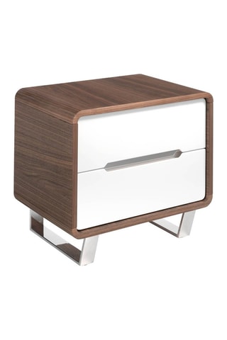 Mesa de cabeceira 2 gavetas Imitação nogueira e branco