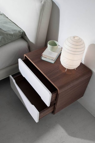 Mesa de cabeceira 2 gavetas Imitação nogueira e branco