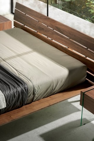 Mesa de cabeceira Imitação nogueira e transparente