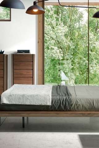 Mesa de cabeceira Imitação nogueira e transparente