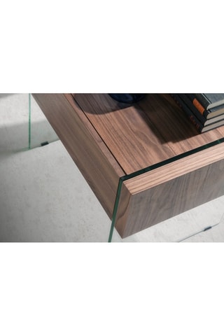 Mesa de cabeceira Imitação nogueira e transparente