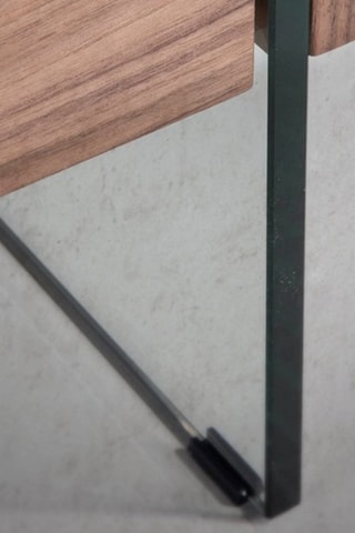 Mesa de cabeceira Imitação nogueira e transparente