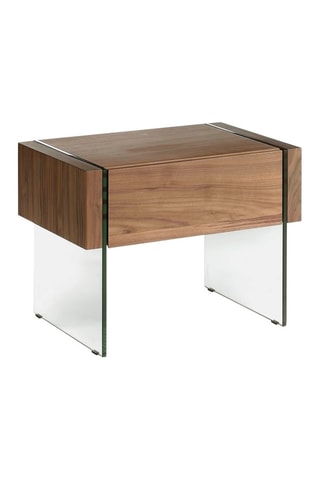 Mesa de cabeceira Imitação nogueira e transparente