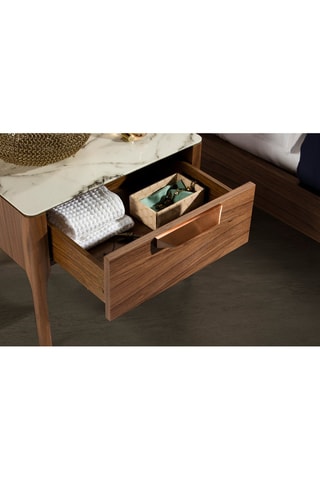 Mesa de cabeceira Branco e imitação de nogueira