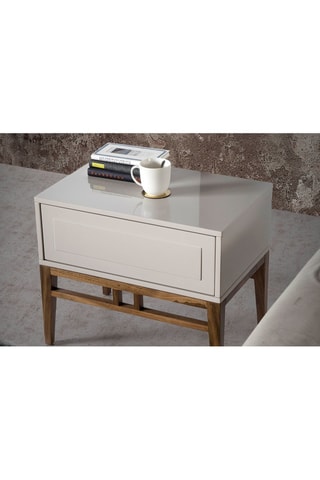 Mesa de cabeceira Cinzento e imitação de nogueira