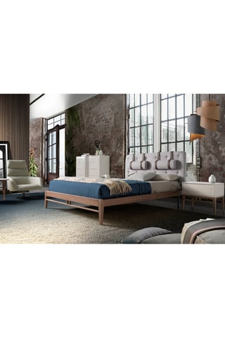 Mesa de cabeceira Cinzento e imitação de nogueira