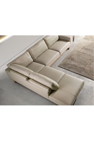 Sofá de canto esquerdo - Cru - 5 lugares - Em vinil e poliéster