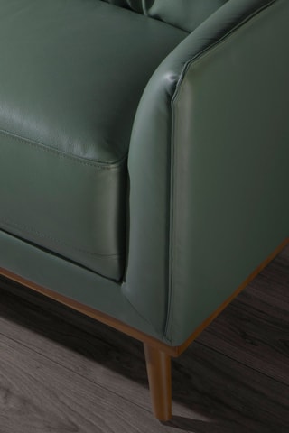 Sofá de canto esquerdo - Verde-escuro - 5 lugares - Em couro