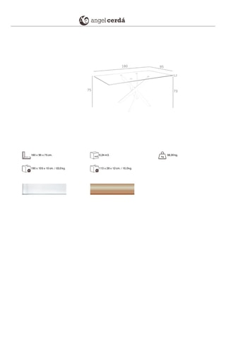 Mesa de refeição em vidro - 180 x 75 x 95 cm