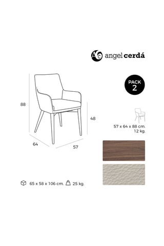 2 cadeiras em madeira - 57 x 88 x 64 cm