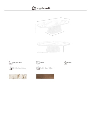 Mesa de centro em mármore - 160 x 38 x 80 cm