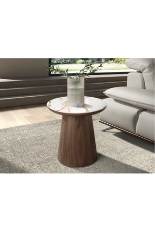 Mesa de centro em mármore e madeira - 110 x 81 x 90 cm