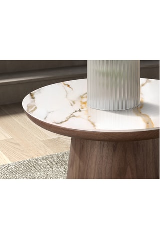 Mesa de centro em mármore e madeira - 110 x 81 x 90 cm