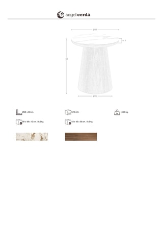 Mesa de centro em mármore e madeira - 110 x 81 x 90 cm